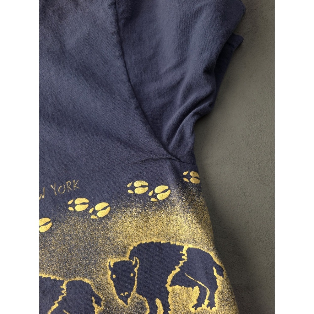 Vintage 1990s Buffalo New York Roaming Around Blue Cotton‎ T-shirt Gildan L - Picture 5 of 10